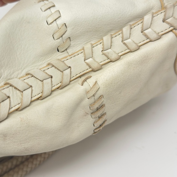 Large off white vintage ralph lauren leather bag with logo tassel - Picture 9 of 13